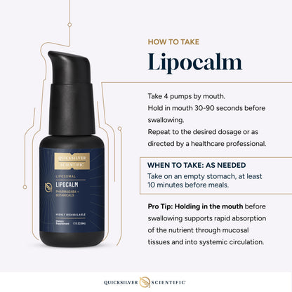 Quicksilver Scientific LipoCalm - Liposomal GABA with Herbs for Relaxation Support - Chamomile, Passionflower Herb & Skullcap Supplement for Peace of Mind & Sleep Calm Support (1.7oz / 50ml) Quicksilver ScientificBuy Supplements Australia