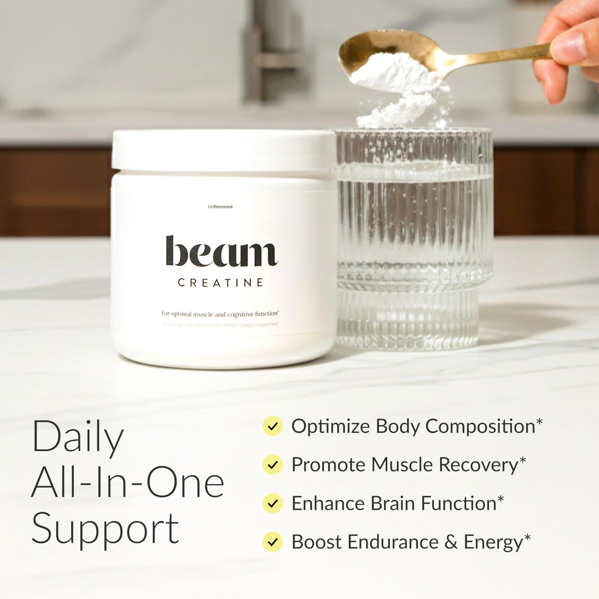 Beam Creatine Monohydrate Powder – 5g Micronized Creatine Monohydrate, Third Party Tested Creatine for Women & Men, Muscle Strength, Growth, Recovery & Cognitive Support, Unflavored, 60 Servings BeamBuy Supplements Australia