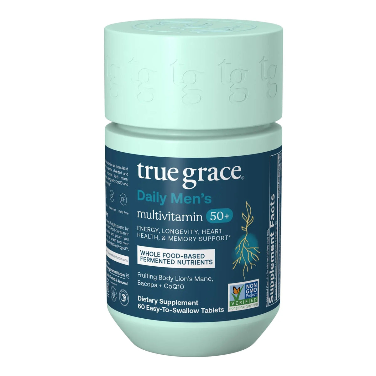 True Grace Daily Men’s Multivitamin 50+ - 60 Easy-to-Swallow Tablets - Immune, Energy, Longevity & Memory Support True Grace