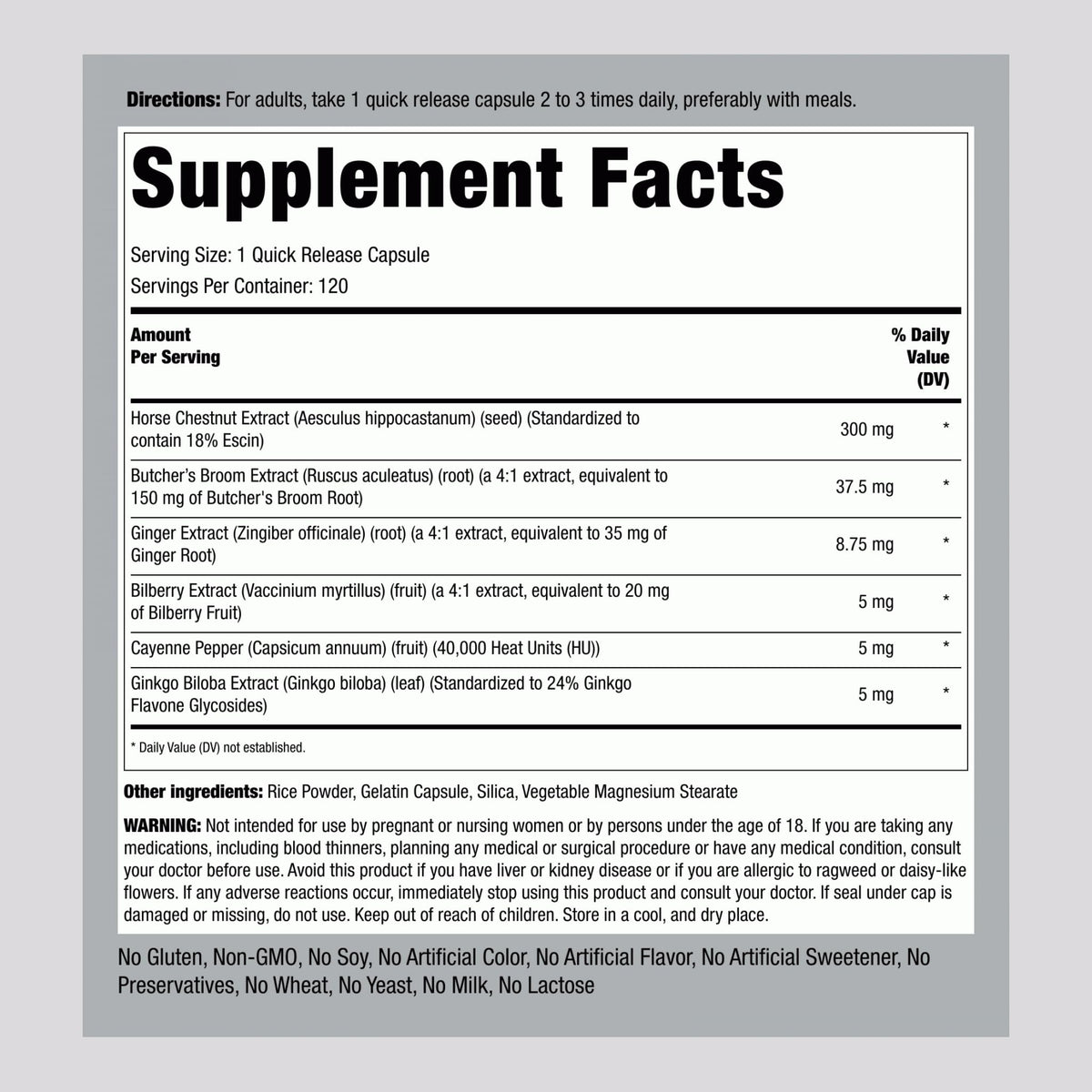 Piping Rock Circulation Supplement | 120 Capsules | Double Strength Complex | Non-GMO, Gluten Free Piping RockBuy Supplements Australia
