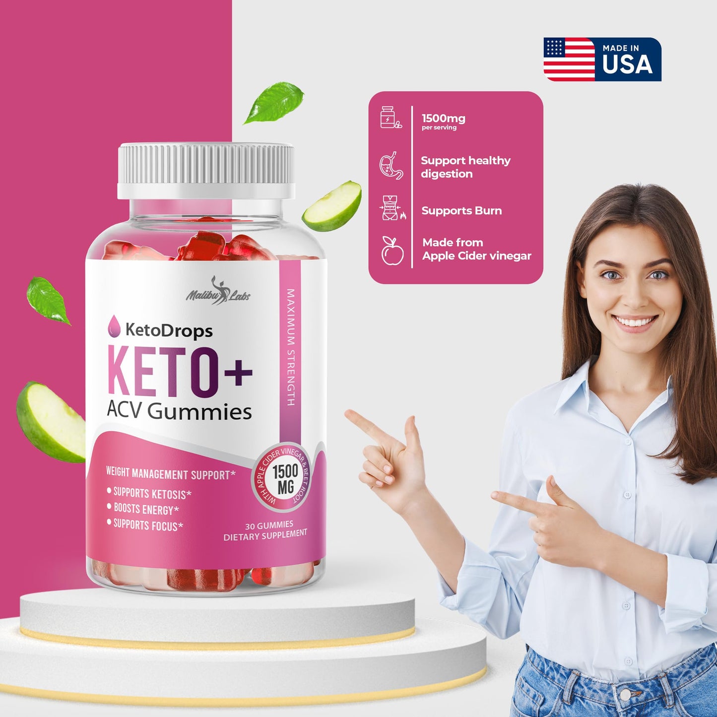 Keto Drops ACV Gummies Weight Loss - 1500mg Once a Day, Strong Time Released Malibu LabsBuy Supplements Australia