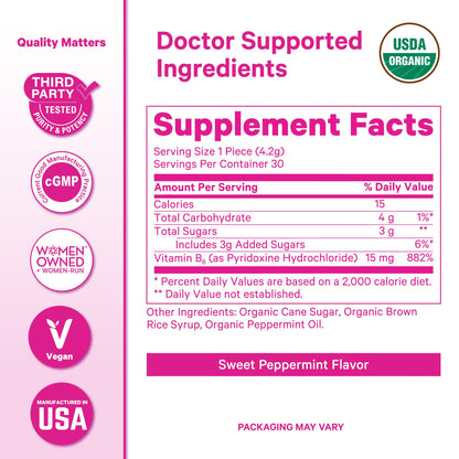 Pink Stork Organic Peppermint Sweets for Morning Sickness and Motion Sickness Support, Added Vitamin B6, 1st Trimester Pregnancy Must Haves - 30 Wrapped Peppermint Candies Pink StorkBuy Supplements Australia
