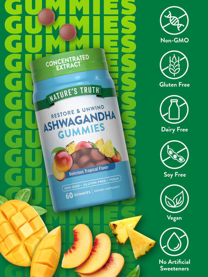 Nature's Truth Ashwagandha Gummies | 60 Count | Tropical Flavor | Vegan, Non-GMO, & Gluten Free Supplement Nature's TruthBuy Supplements Australia
