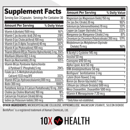 10X Health Optimize Multivitamin for Men - 90 Capsules, Methylated Multivitamin 34 in 1 Formula with 800 mcg of Vitamin B12, 5-MTHF, NAC - Methyl B Complex 10X Health SystemBuy Supplements Australia