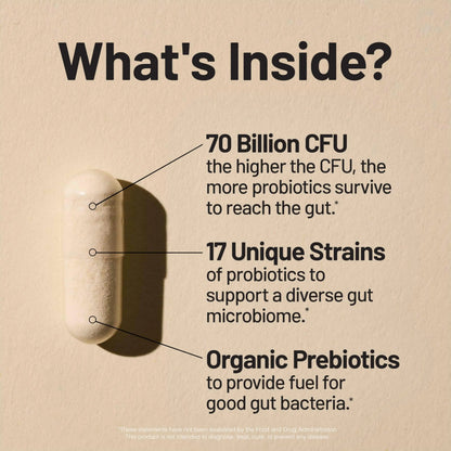 NatureWise Probiotics 70 Billion CFU - 17 Strains + Organic Prebiotics - Immune, Digestive & Gut Health Support for Women & Men - Vegetarian, Gluten-Free, Non-GMO - 60 Capsules[2-Month Supply] NatureWiseBuy Supplements Australia