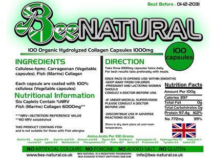 100 Hydrolyzed Collagen Capsules 1000mg Bee-natural Bee-naturalBuy Supplements Australia