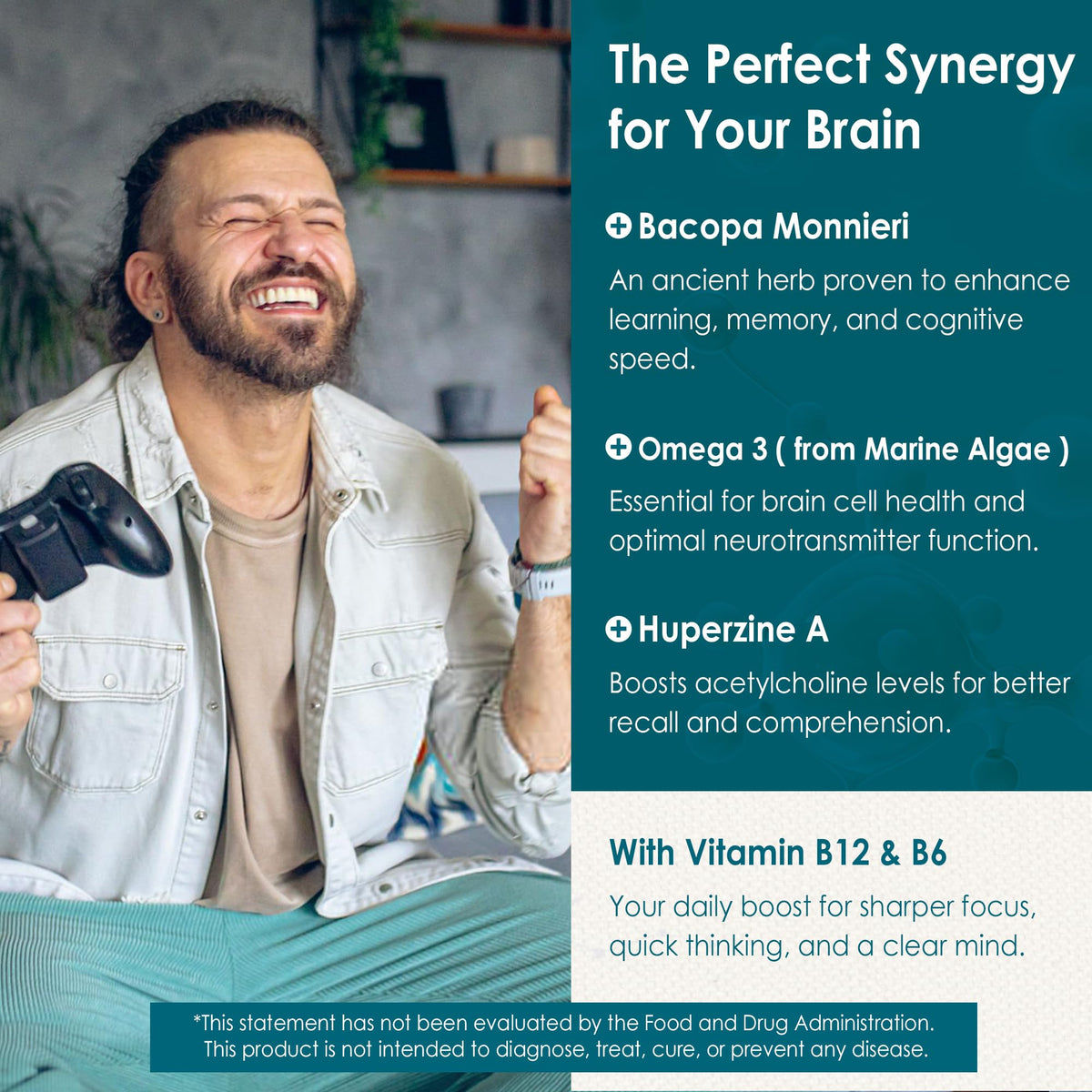 Phosphatidylserine - Nootropic Brian Supplement, Focus & Energy Gummies+ Bacopa Monnieri, Omega 3, Huperzine A, Methyl B12 & B6 for Seniors, Gamers, Workers, Non-GMO, Caffeine-Free, Sugar Free, 2 Pack NextdiaBuy Supplements Australia