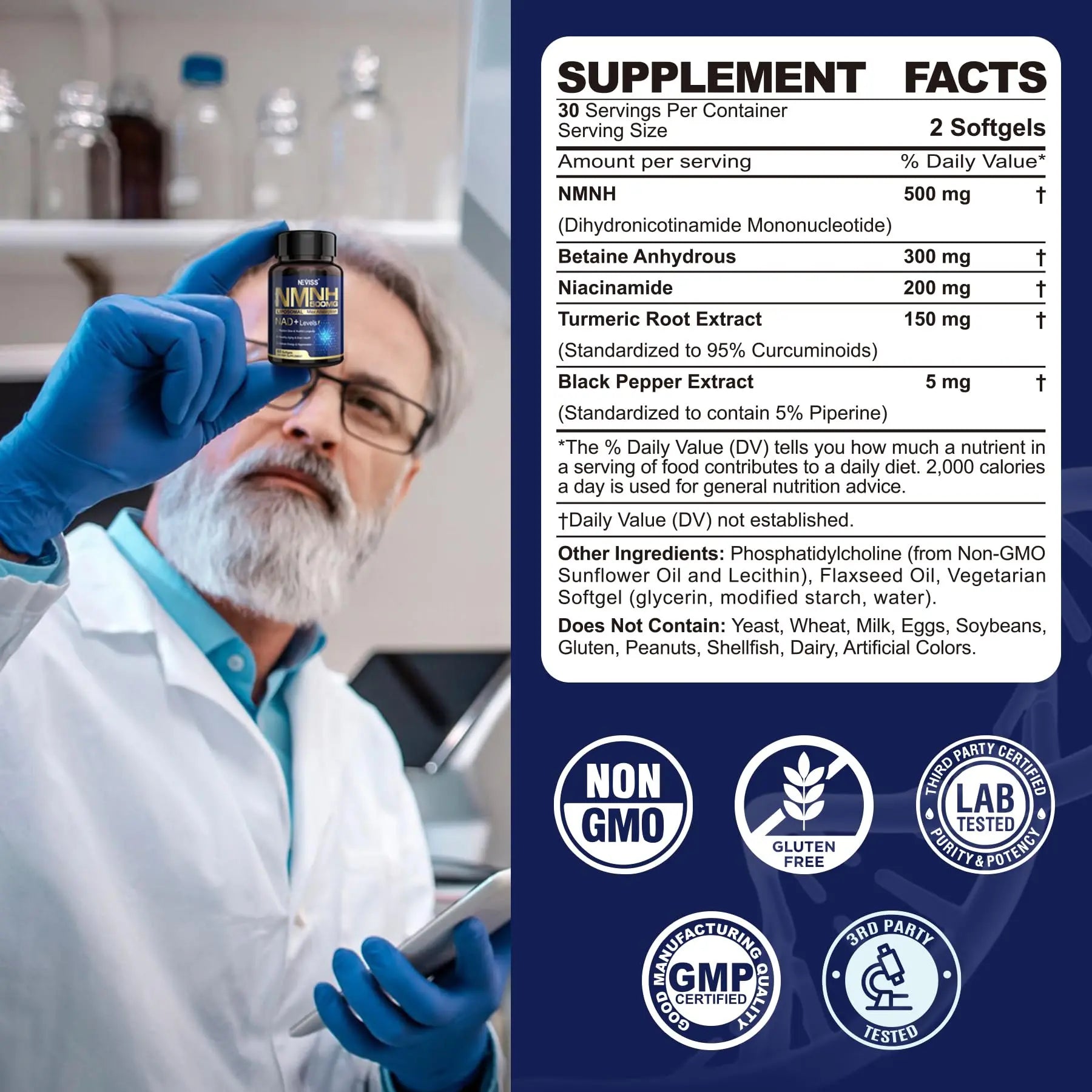 2Pack NAD+ Supplement, Next-Gen NMNH Liposomal 500mg, NR NMN Supplement Alternative, High Absorption NAD+ with Curcumin, Niacinamide for Cellular Energy, DNA Repair, Healthy Aging, 120 Softgels NEVISSBuy Supplements Australia