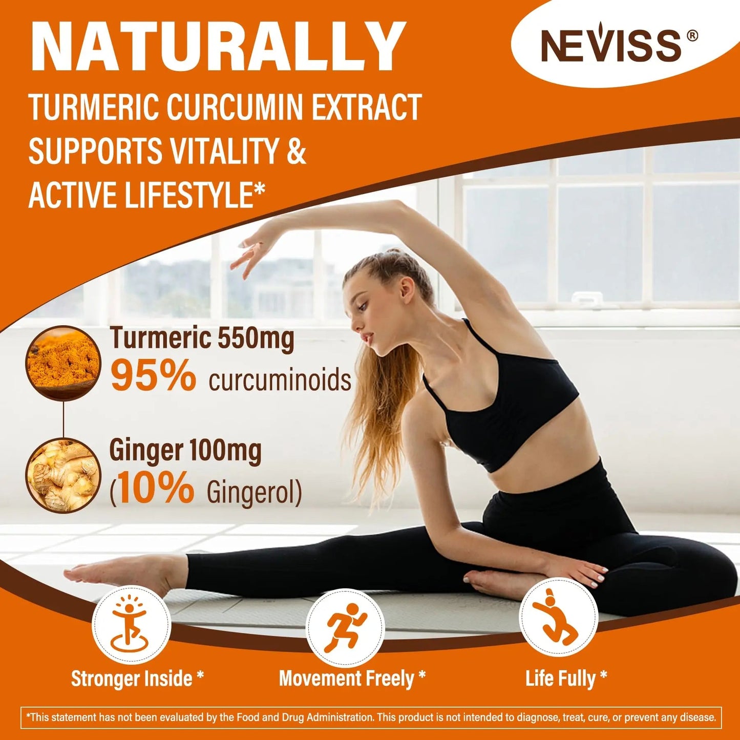 Sugar Free Turmeric Curcumin Filled Gummies 550mg for Adults, Ginger & Black Pepper | 95% Curcuminoids w/Prebiotic Probiotic & Postbiotic Blend, Support, Immune & Digestive Health, Vegan, 2Pack NEVISSBuy Supplements Australia