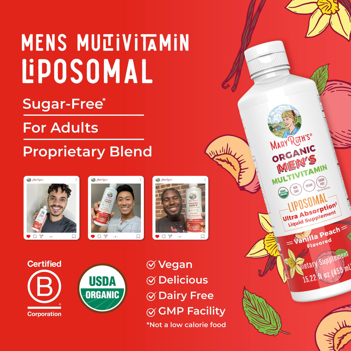 MaryRuth Organics Multivitamin for men | Sugar Free mens Multivitamin | Liquid Vitamins for men | Immune Support Supplement | Cognitive Health & Overall Wellness | Vegan | Non-GMO | 15.22 Fl Oz MARYRUTH'SBuy Supplements Australia