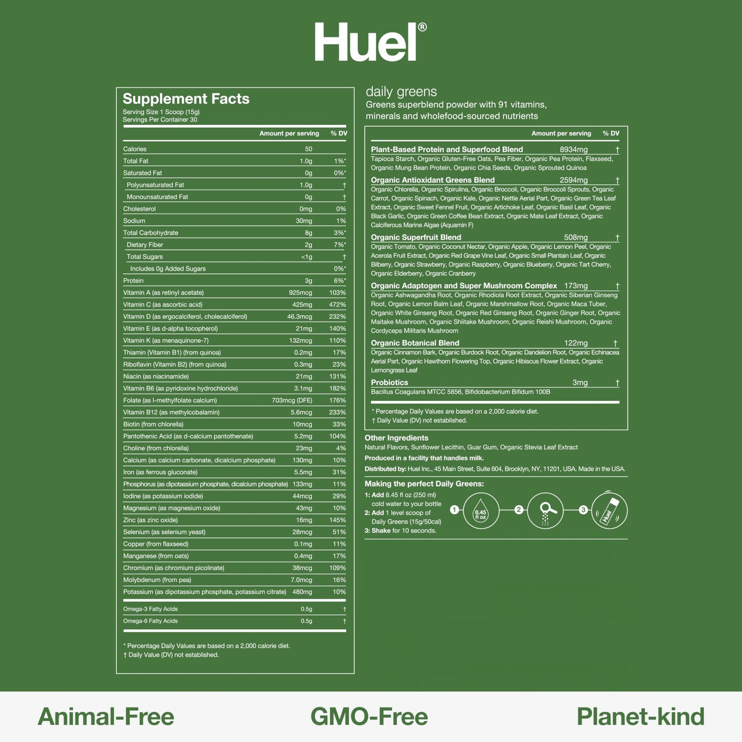 Huel Daily Greens | Superfood Greens Powder | 91 Vitamins, Minerals, and Wholefood HuelBuy Supplements Australia