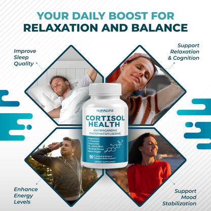 NURAFUSE CORTISOL Health Ashwagandha 15-in-1 Supplement with Magnesium Phosphatidylserine L-Theanine Chamomile Rhodiola Rosea Licorice Holy Basil NURAFUSEBuy Supplements Australia