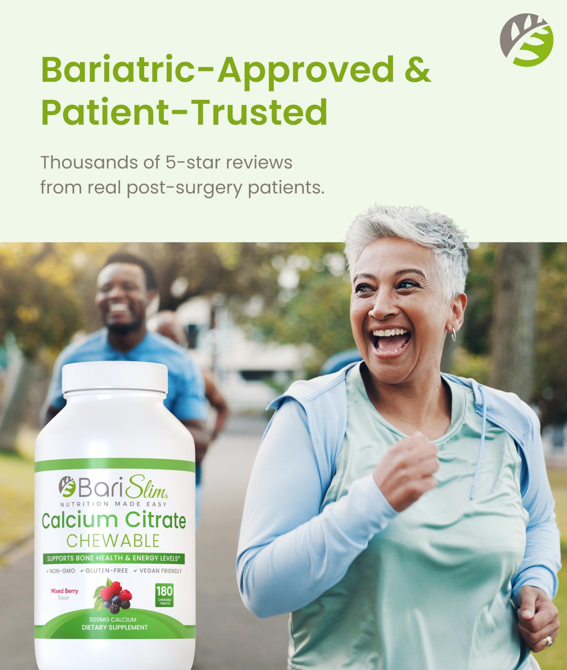 BariSlim Bariatric Calcium Citrate with Magnesium & Vitamin D Tabs - 500mg Calcium Citrate - Formulated for Post Weight Loss Surgery - Supports Bone Health | Mixed Berry | 180 Tablets BariSlim buy supplements Au