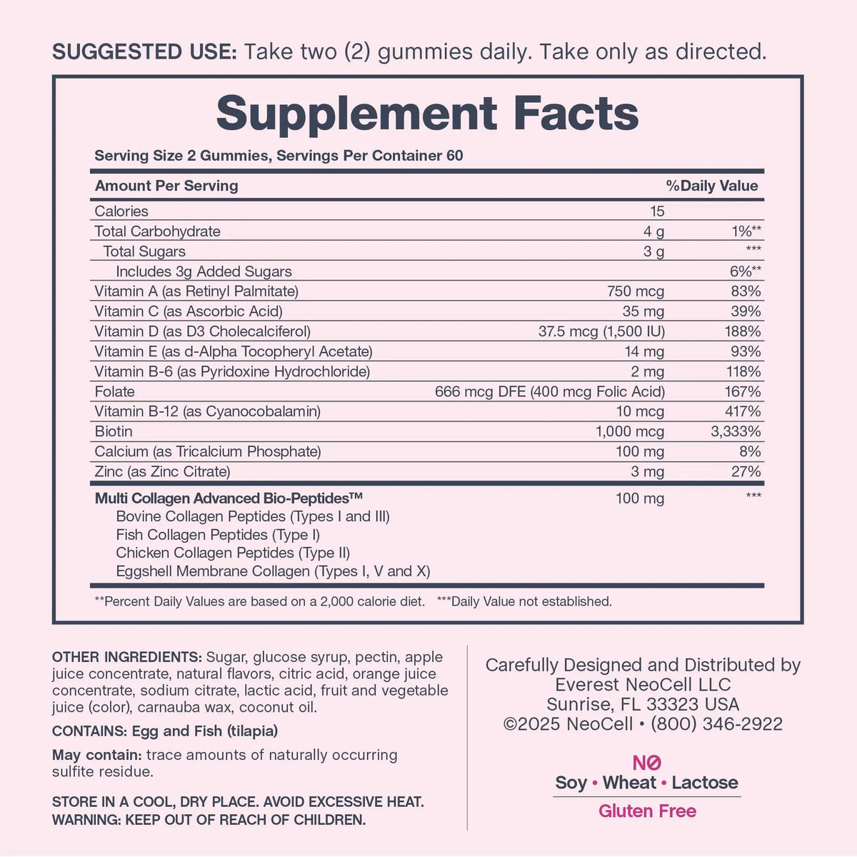 NeoCell Women's Multi Gummy with Collagen | 120 Gummies | Essential Vitamins & Minerals | Berry Flavor Supplement NeoCell