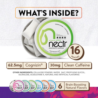 Nectr Energy Nootropic Pouches – Berry Blast Flavored, Caffeine Pouches with Cognizin® Citicoline. Sugar-Free Brain Treats. Smooth, Sustained Focus & Energy Supplement - 1 Puck of 16pcs NectrBuy Supplements Australia