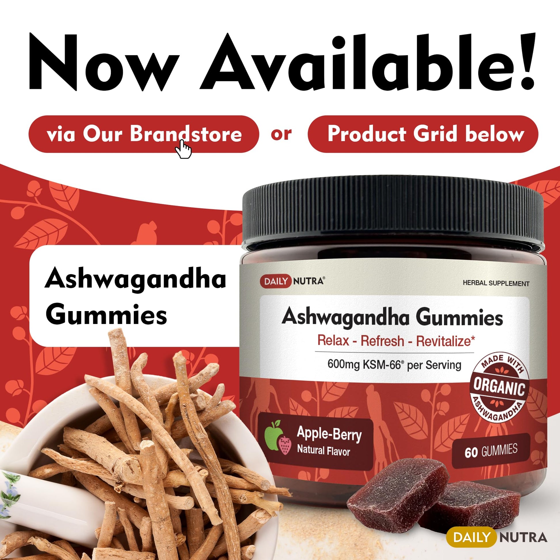 DailyNutra KSM-66 Ashwagandha 600mg Organic Root Extract - High Potency Supplement with 5% Withanolides | Relieves Tiredness, Supports Relaxation, Focus, Energy, & Muscle Growth (90 Capsules) DailyNutraBuy Supplements Australia