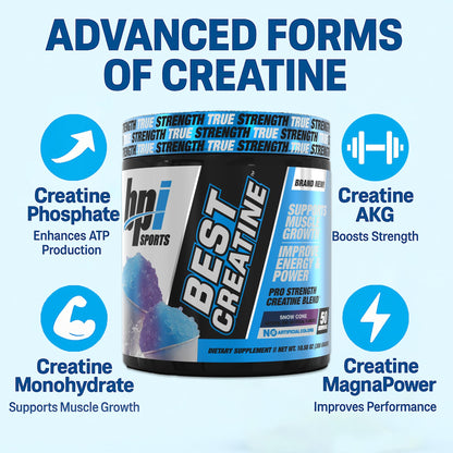 BPI Sports Best Creatine - Creatine Monohydrate Powder for Men & Women, Himalayan Salt - Strength, Pump, Endurance, Muscle Growth, Muscle Definition - No Bloat - Snow Cone - 50 servings - 10.58 Oz BPI SportsBuy Supplements Australia