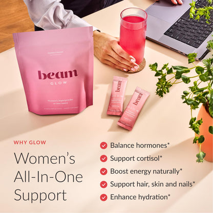 Beam Glow Hormone Balance Supplement for Women – Cortisol Supplement for Women, PMS Relief Supplement, Perimenopause & PCOS Support, Womens Vitamins, Thyroid Support with Ashwagandha & Selenium BeamBuy Supplements Australia