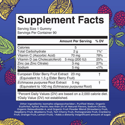 MaryRuth Organics Sugar Free Immunity Gummies | Powerful Blend | Elderberry Vitamin C & Zinc | Vitamin D3 & Echinacea | Immune Support Supplement | Gummies for Kids & Adults | Vegan | Non GMO | 90ct MARYRUTH'SBuy Supplements Australia