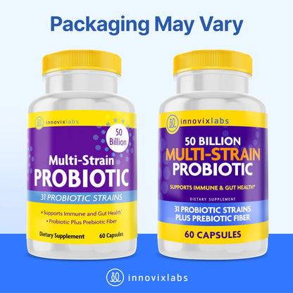 InnovixLabs Multi Strain Probiotics for Women & Men - Probiotic Supplement - 50 Billion CFU - Gut Health, Immune Support, Digestion, Lactobacillus Acidophilus, Prebiotics and Probiotics, 60 Capsules InnovixLabsBuy Supplements Australia