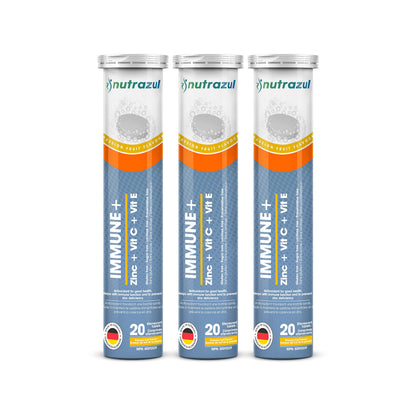nutrazul Immune+ Effervescent Tablets, Vitamin C, Vitamin E & Zinc Supplement, Supports Overall Wellness with a VIT C, VIT E & Zinc Blend nutrazulBuy Supplements Australia