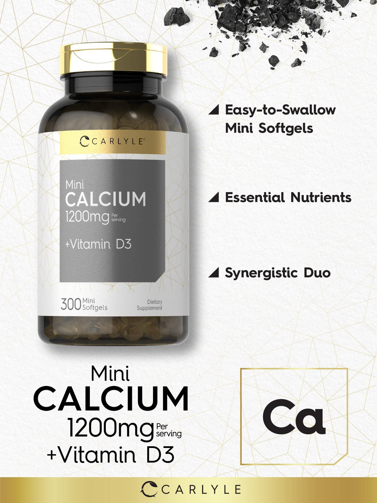 Carlyle Calcium 1200 mg with Vitamin D3 | 300 Softgels | Non-GMO and Gluten Free Supplement Carlyle buy supplements Au