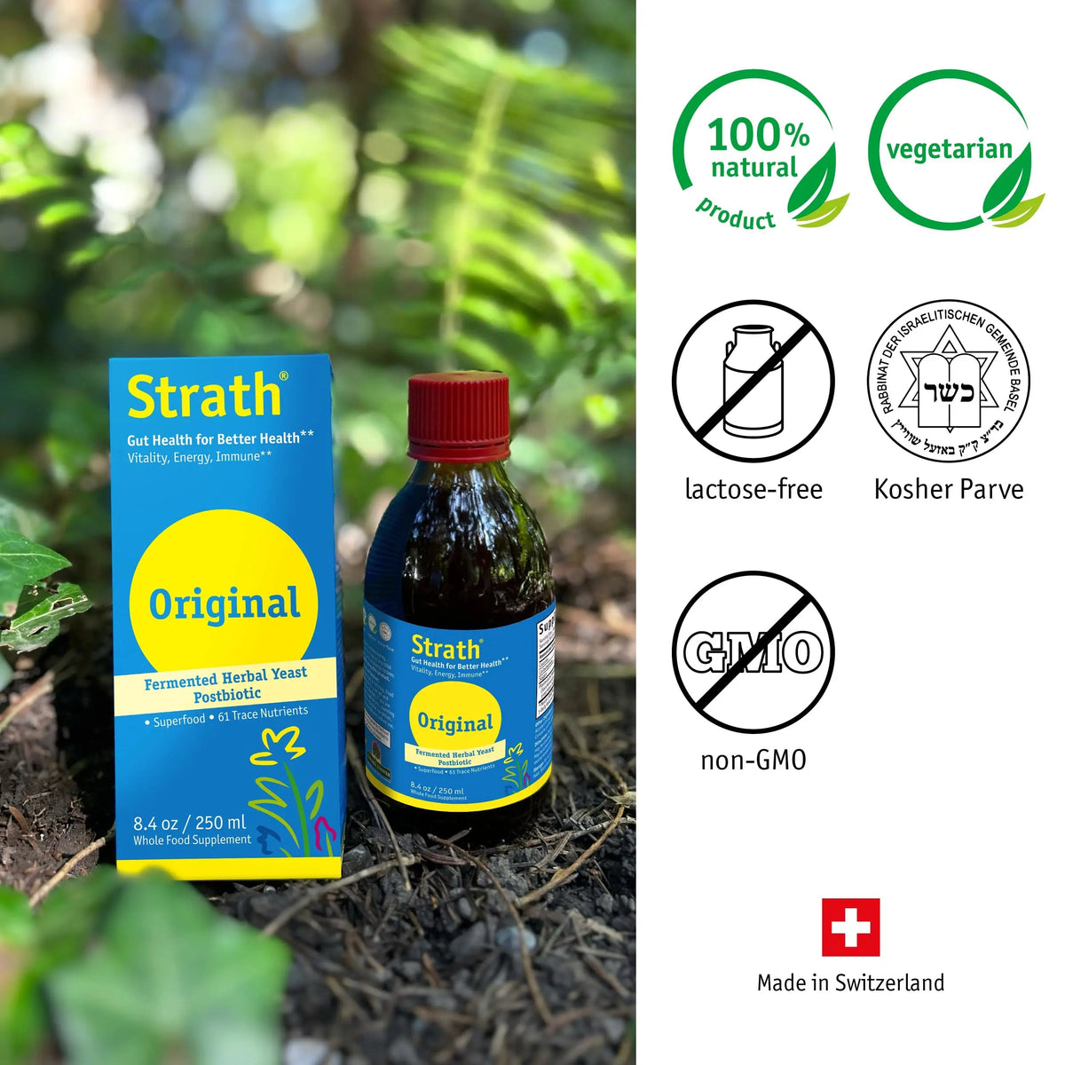 Strath Fermented Herbal Yeast Postbiotic - (8.4 Fl oz) Daily Nutritional Food Supplement Liquid | Supports Metabolism | Vegetarian | Lactose-Free | No Artificial Additives Bio-StrathBuy Supplements Australia