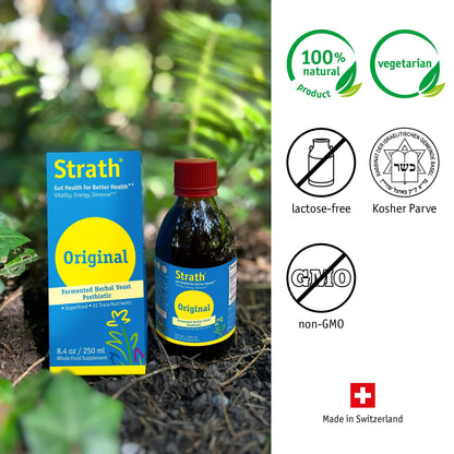 Strath Fermented Herbal Yeast Postbiotic - (8.4 Fl oz) Daily Nutritional Food Supplement Liquid | Supports Metabolism | Vegetarian | Lactose-Free | No Artificial Additives Bio-StrathBuy Supplements Australia