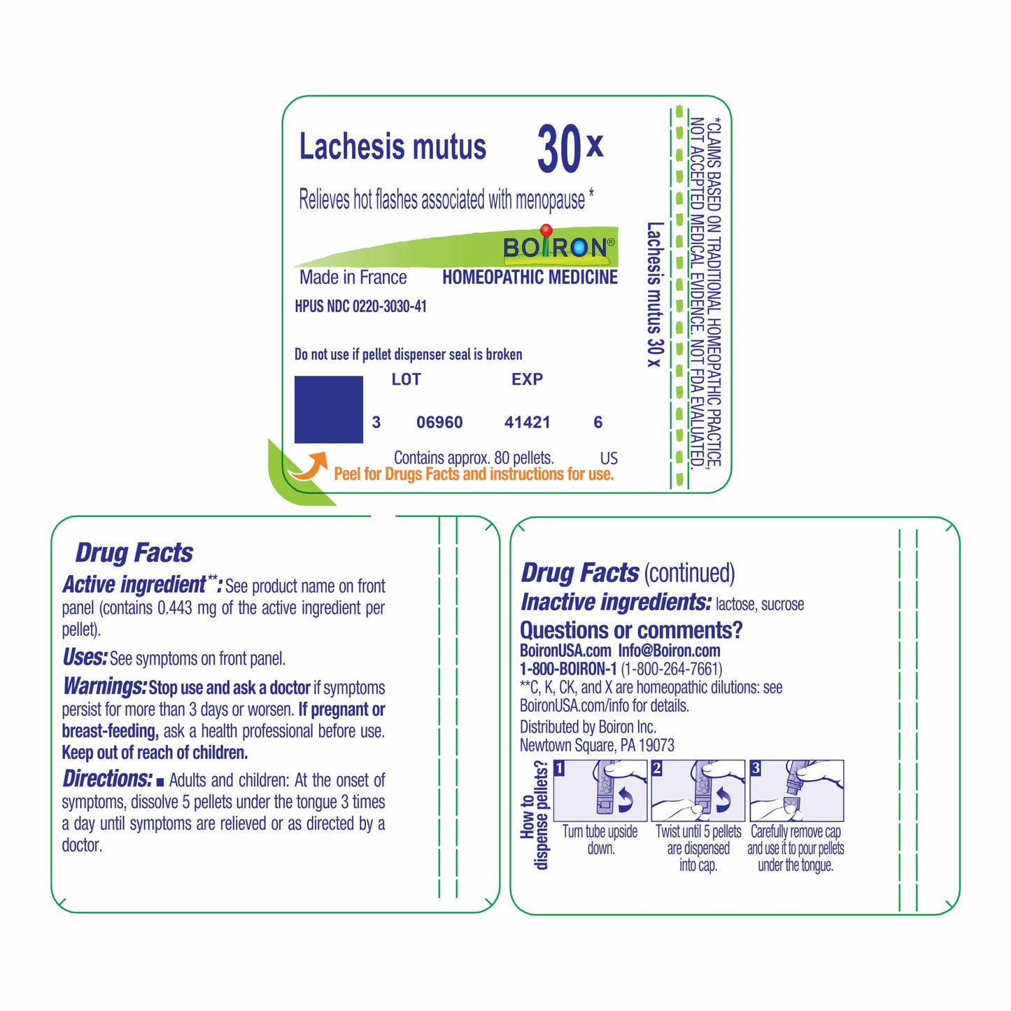 Boiron Lachesis Mutus 30X for Hot Flashes from Menopause - 80 Pellets BoironBuy Supplements Australia