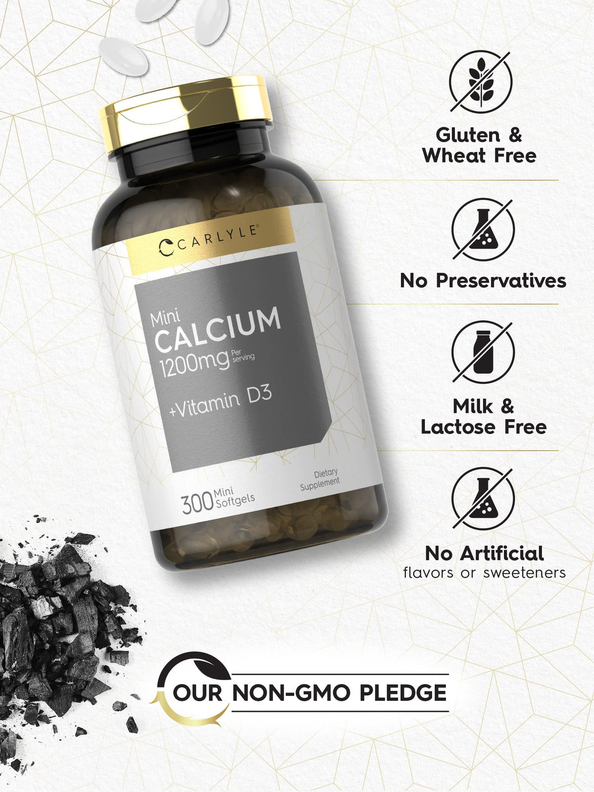 Carlyle Calcium 1200 mg with Vitamin D3 | 300 Softgels | Non-GMO and Gluten Free Supplement Carlyle buy supplements Au