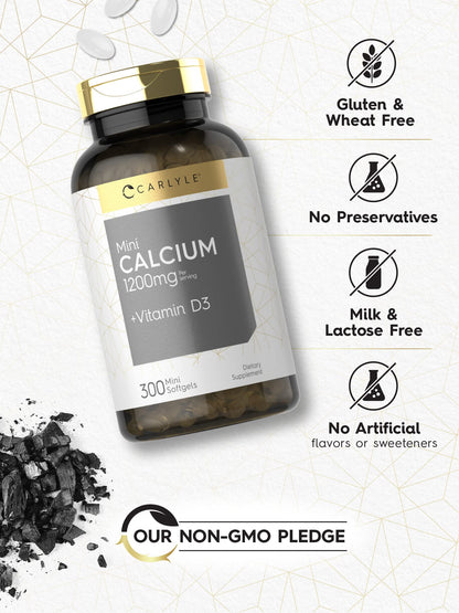 Carlyle Calcium 1200 mg with Vitamin D3 | 300 Softgels | Non-GMO and Gluten Free Supplement Carlyle buy supplements Au
