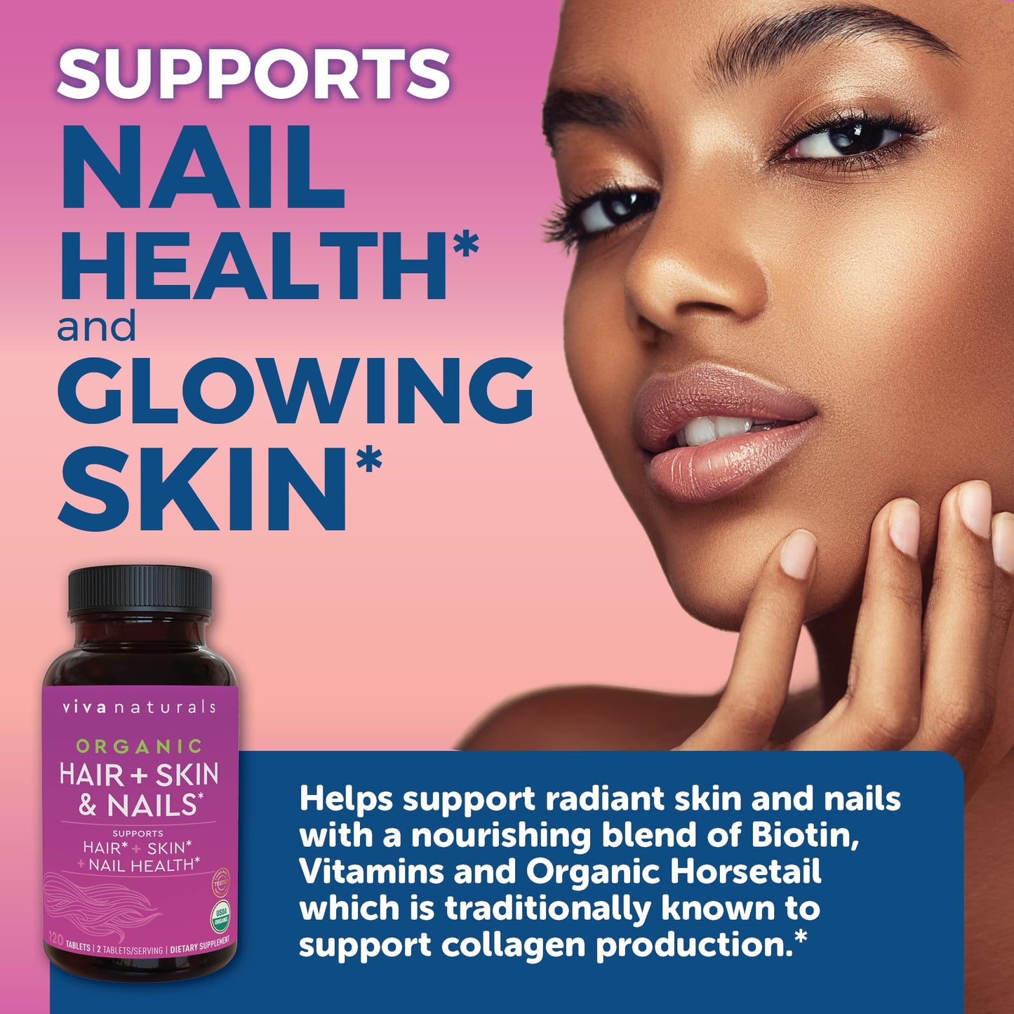 Biotin 5000 mcg Hair Skin Nails Vitamins for Women – Organic and Vegetarian-Friendly Supplement with Vitamin E, B-Vitamins, Spirulina Viva NaturalsBuy Supplements Australia