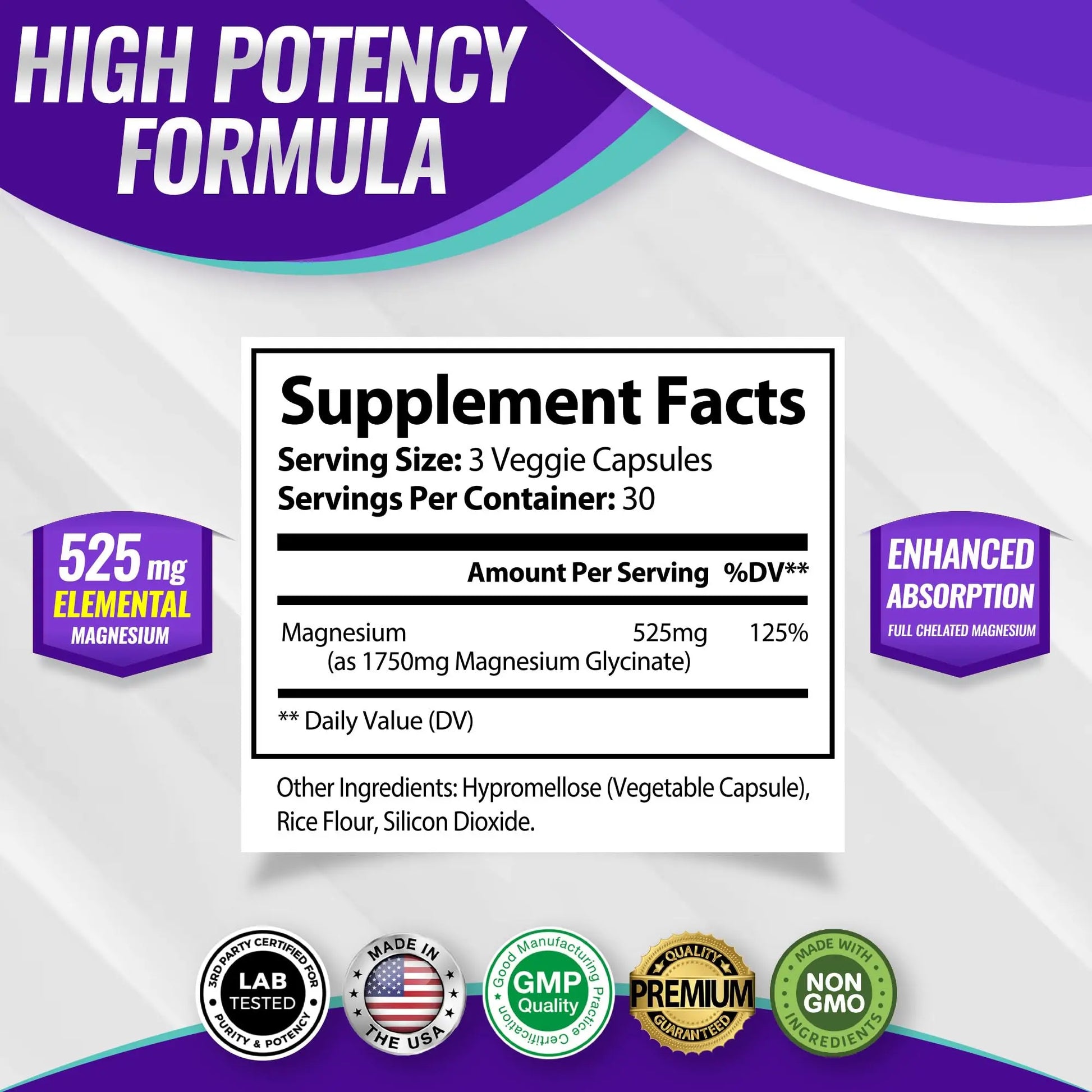 Magnesium Glycinate 525mg - High Absorption Chelated Magnesium Supplement Made with Pure Magnesium Glycinate - Supports Muscles, Sleep, Cramps, Recovery Bisglycinate Toplux canada supplements