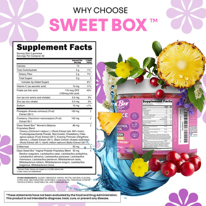 Clean Nutra Feminine Balance Gummies for Women Pineapple VaginalProbiotics pH Balance Cranberry D Mannose Supplement Inositol Black Cohosh Evening Primrose Garlic Vitex GLA Prebiotics Folate 60ct Clean NutraceuticalsBuy Supplements Australia