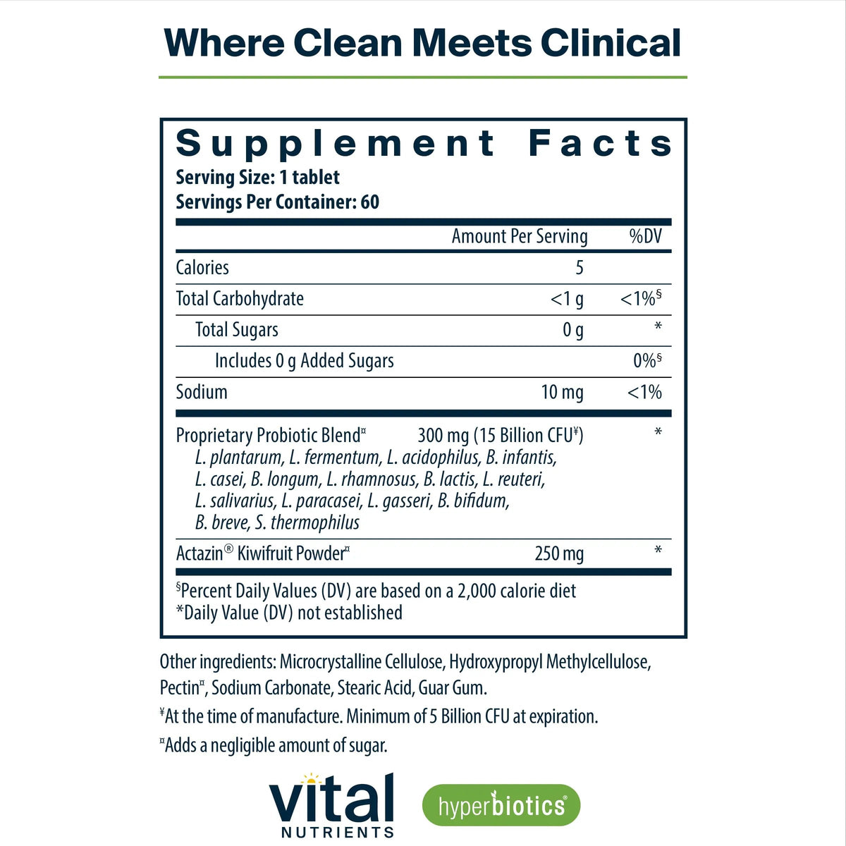 Hyperbiotics Vital Nutrients Pro-15 Advanced Probiotics for Women and Men | 15 Strains + Kiwifruit | Clinically Studied Daily Probiotics for Digestive Health, Gas, & Bloating | 60 Vegan Tablets HyperbioticsBuy Supplements Australia