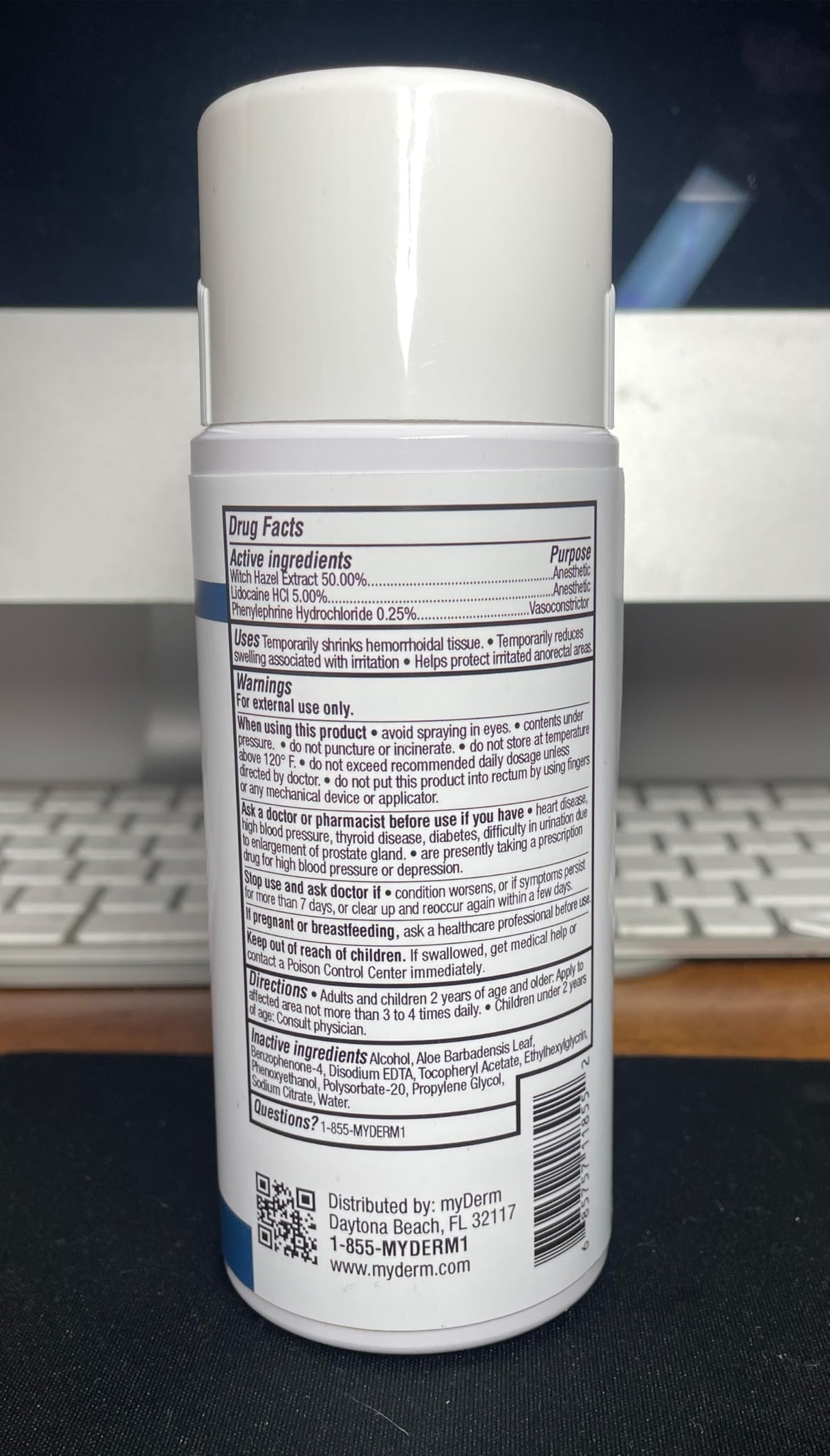 Myderm Medical Numbing Spray - 4.5oz - Maximum Strength 5% Lidocaine with Phenylephrine HCl and Witch Hazel - Fast-Acting Reliever with A Touch-Free Application - First Aid Supplies - Made in USA MydermBuy Supplements Australia