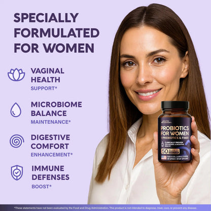 Probiotics for Women 50 Billion CFU - Vaginal Probiotics Clinically Proven for Yeast & pH Balance - Digestion & Bloating Relief - 8 Strains + Prebiotics - Delay Release - Made in USA, 30 Capsules NUTRAHARMONYBuy Supplements Australia