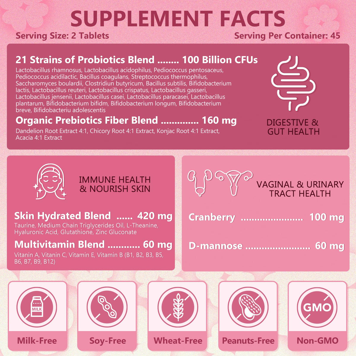 Probiotics for Women Digestive Health, Vaginal Probiotics with D-Mannose & Cranberry NATURE TARGETBuy Supplements Australia