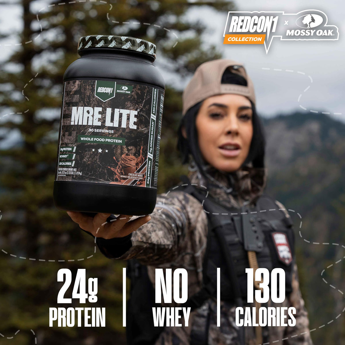 REDCON1 x Mossy Oak MRE Lite Whole Food Protein Powder, Chocolate Moose - Low Carb REDCON1Buy Supplements Australia