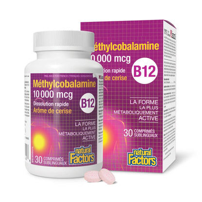 Natural Factors B12 Methylcobalamin, 10,000 mcg, Cherry, 30 Chewable Tablets Natural FactorsBuy Supplements Australia
