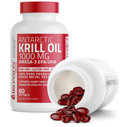 Bronson Antarctic Krill Oil 1000 mg with Omega-3s EPA, DHA, Astaxanthin BronsonBuy Supplements Australia