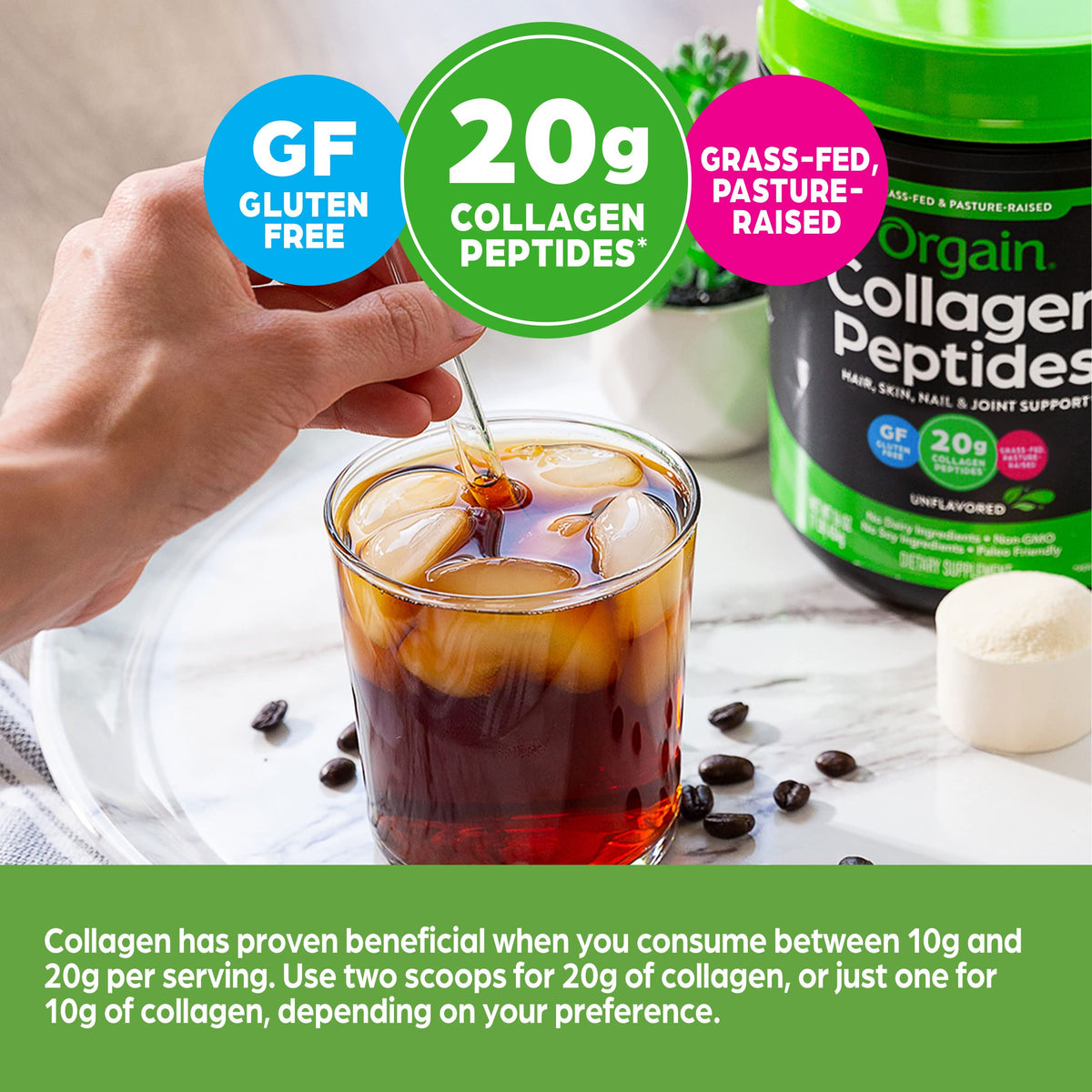 Orgain Hydrolyzed Collagen Peptides Powder, 20g Grass Fed Collagen - Hair, Skin, Nail OrgainBuy Supplements Australia