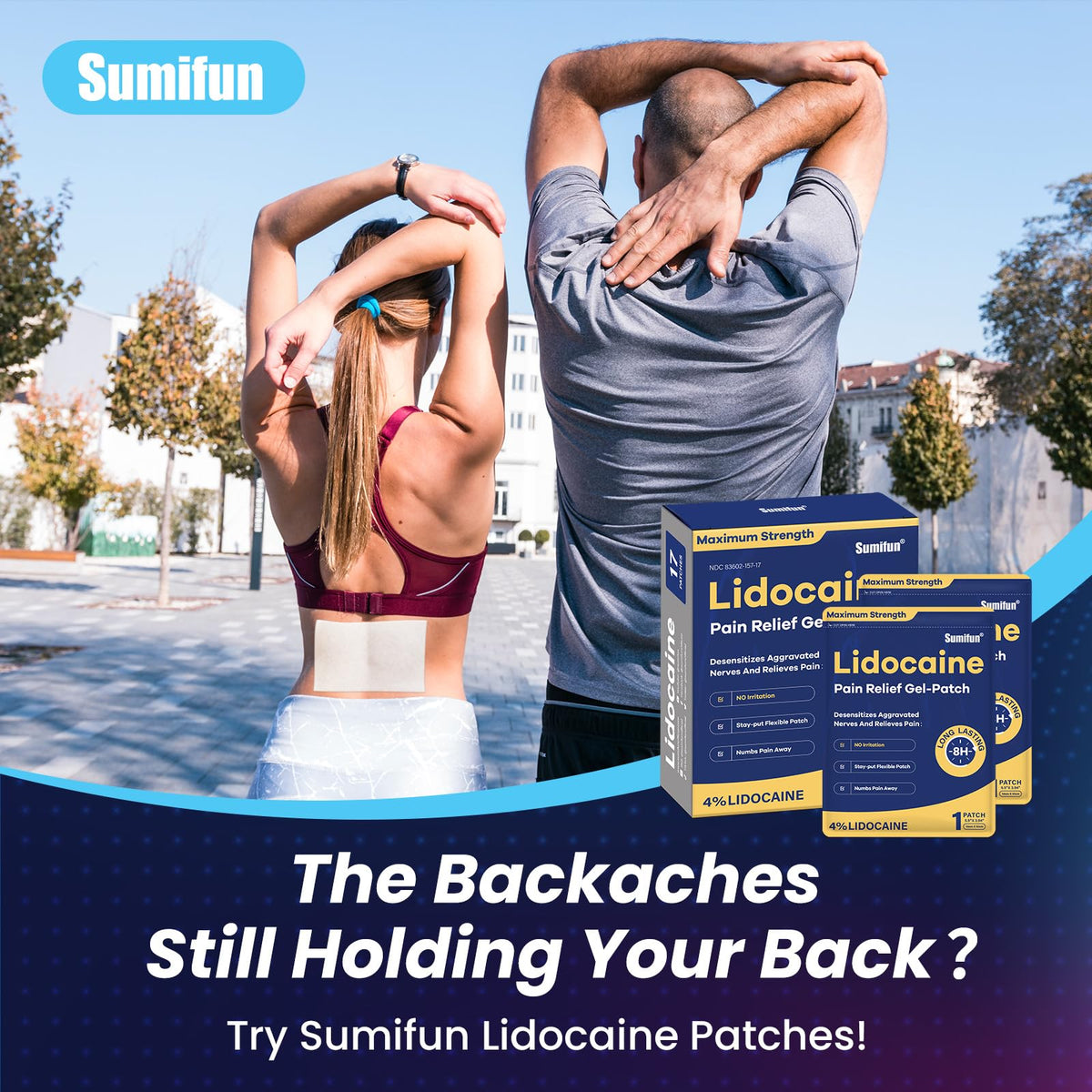 Sumifun 4% Lidocaine Patches Maximum Strength - Pain Relieving Gel Patch for Muscle Soreness, Back Ache, Knee, Neck & Joint Pains - Topical Analgesic (Large, Count, 17) SumifunBuy Supplements Australia