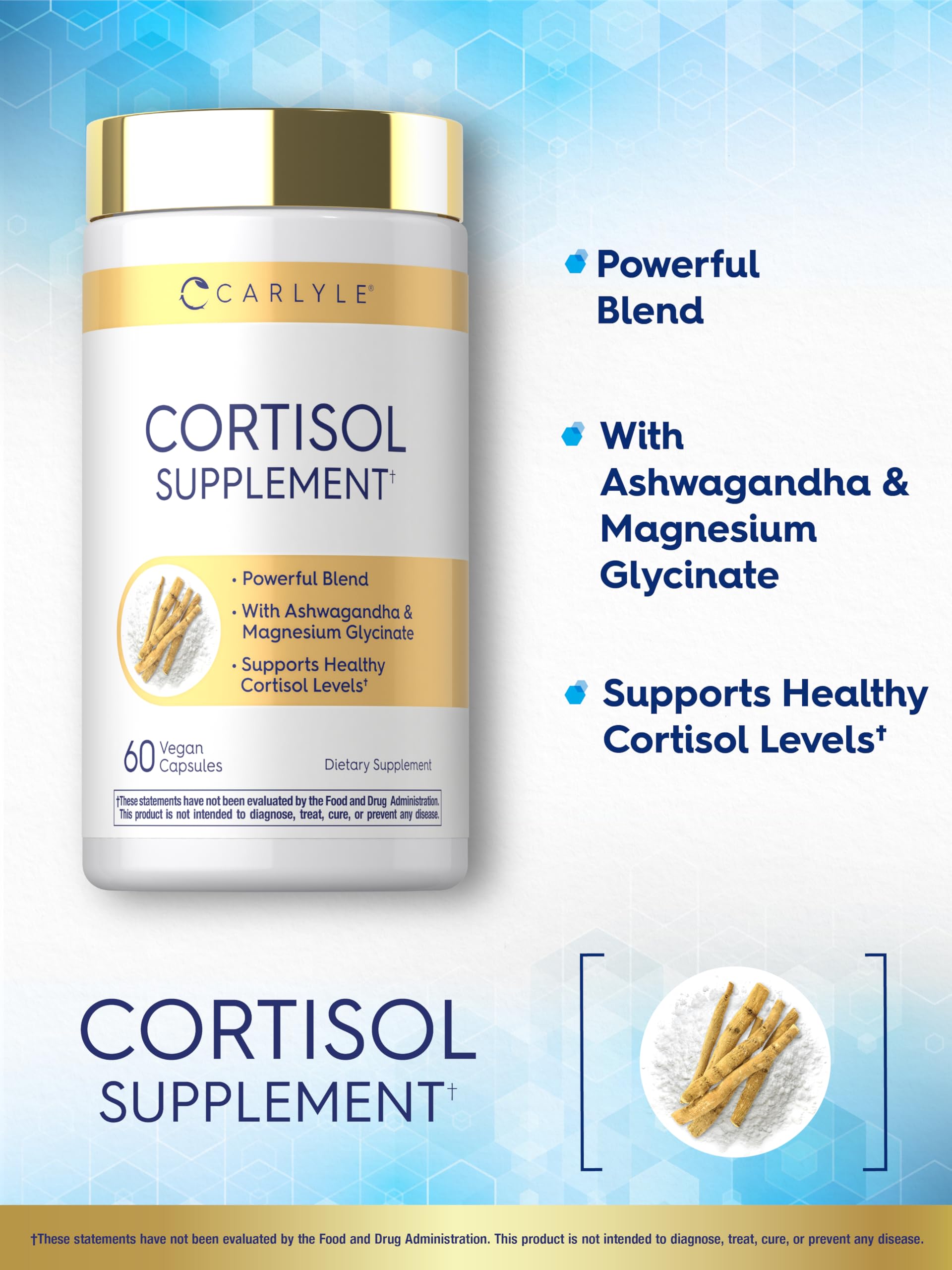 Carlyle Cortisol Supplement | 60 Vegan Capsules | Ashwagandha & Magnesium Complex | Non-GMO, Gluten Free CarlyleBuy Supplements Australia