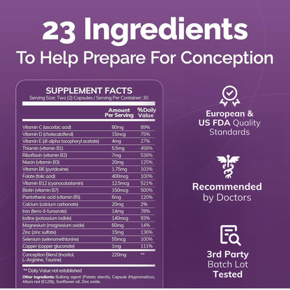 CONCEIVE PLUS Womens Fertility Support – Prenatal Multivitamin for Trying to Get Pregnant – Conception Blend, Hormonal Balance, Folate, Zinc, Thiamin, Riboflavin, Biotin – Non-GMO, Vegan – 30 Days CONCEIVE PLUSBuy Supplements Australia