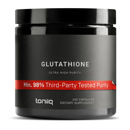 Toniiq Ultra High Strength Glutathione Capsules - 1000mg Concentrated Formula - 98%+ Highly Purified and Bioavailable - Non-GMO Fermentation - 240 Capsules Reduced Glutathione Supplement Toniiq buy supplements Au