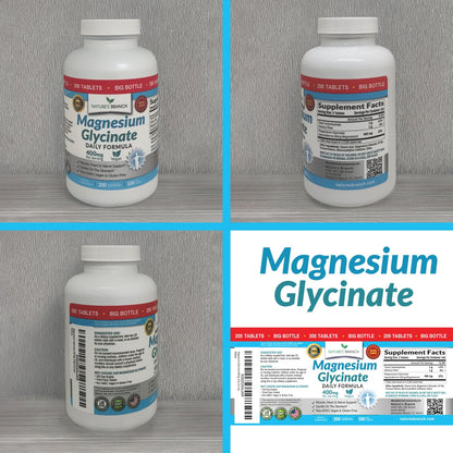 Magnesium Glycinate 400mg | 200 Tablets | High Absorption Mag Supplements for Sleep, Leg Cramps, Heart, Muscle, Calm | Non Buffered Bisglycinate, Extra Strength for Women and Men, Tablets Not Capsules NATURE'S BRANCHBuy Supplements Australia