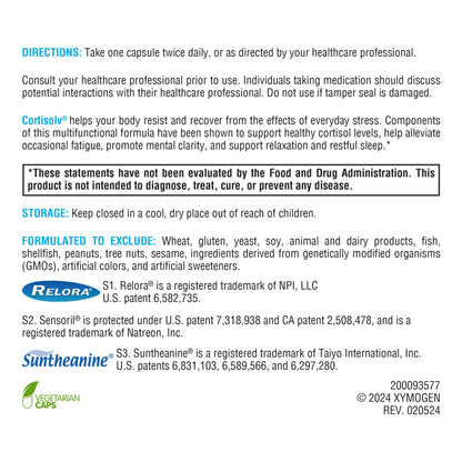 XYMOGEN Cortisolv Cortisol Supplement - Ashwagandha Supplement with L Theanine to Support Healthy Cortisol Levels, Energy, Relaxation and Mental Clarity (60 Capsules) XYMOGENBuy Supplements Australia