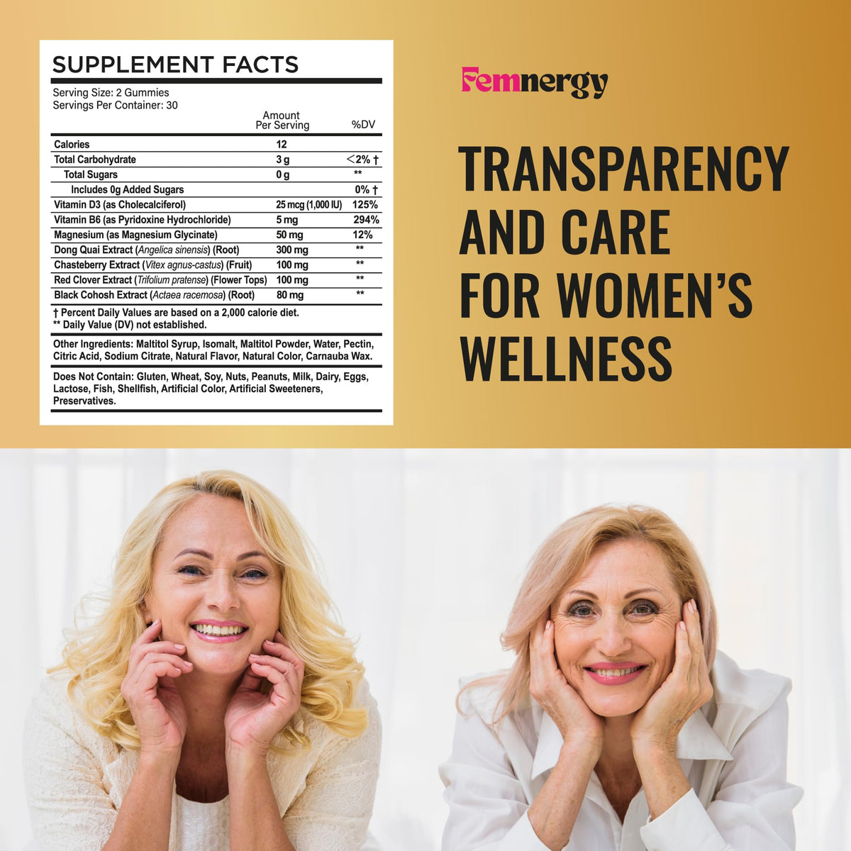Femnergy Perimenopause Support Gummies for Women - Menopause Relief Estrogen & Hormone Balance Supplement with Black Cohosh Chasteberry Vitamins D3 B6 for Hot Flashes Night Sweats & Mood Swings FemnergyBuy Supplements Australia
