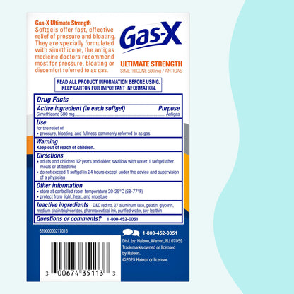 Gas-X Ultimate Strength Gas Relief Softgels with Simethicone 500 mg, Fast Bloating Relief, Anti-Gas, OTC Stomach & Intestinal Gas, Easy to Swallow, 20 Count Gas-X buy supplements Au